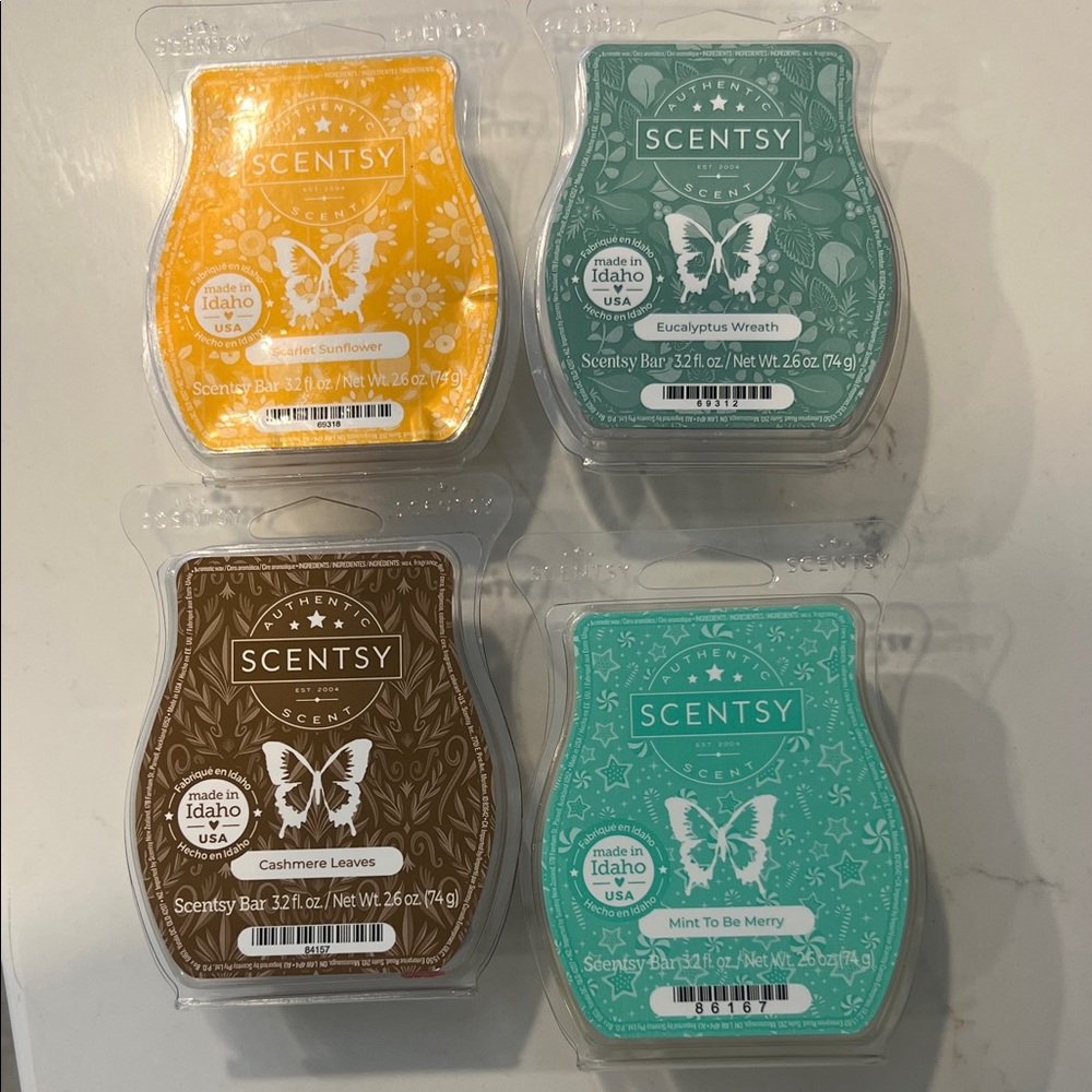 Scentsy Wax Bar 4-Pack — Yellow, Teal, Brown, Green